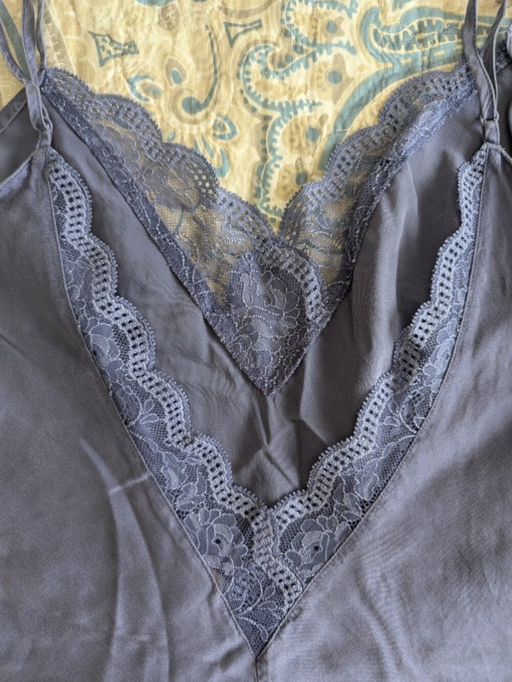 Victoria's Secret Small Blue Lace-Trimmed Mini-Length Cute 100% Silk Chemise - Picture 8 of 13